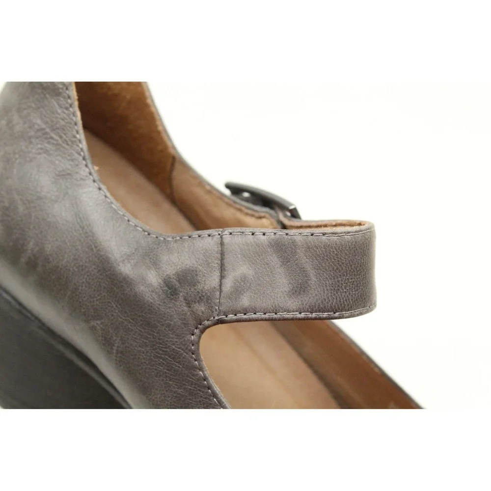 Dansko Roxanne Womens Size 39 Grey Leather Mary Jane Block Heel Pumps